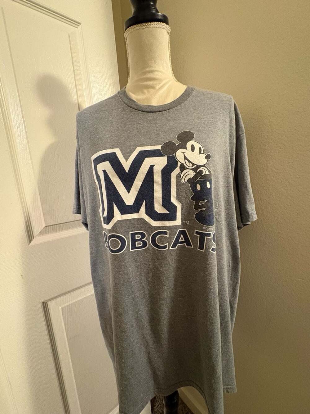Disney Montana State Bobcats Mickey Mouse Graphic T-Shirt Gray